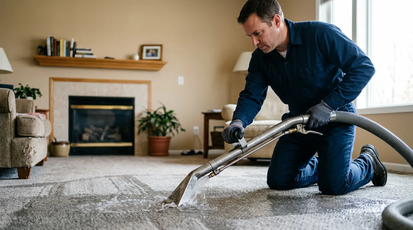 Water damage restoration technician working near New Salem, ND